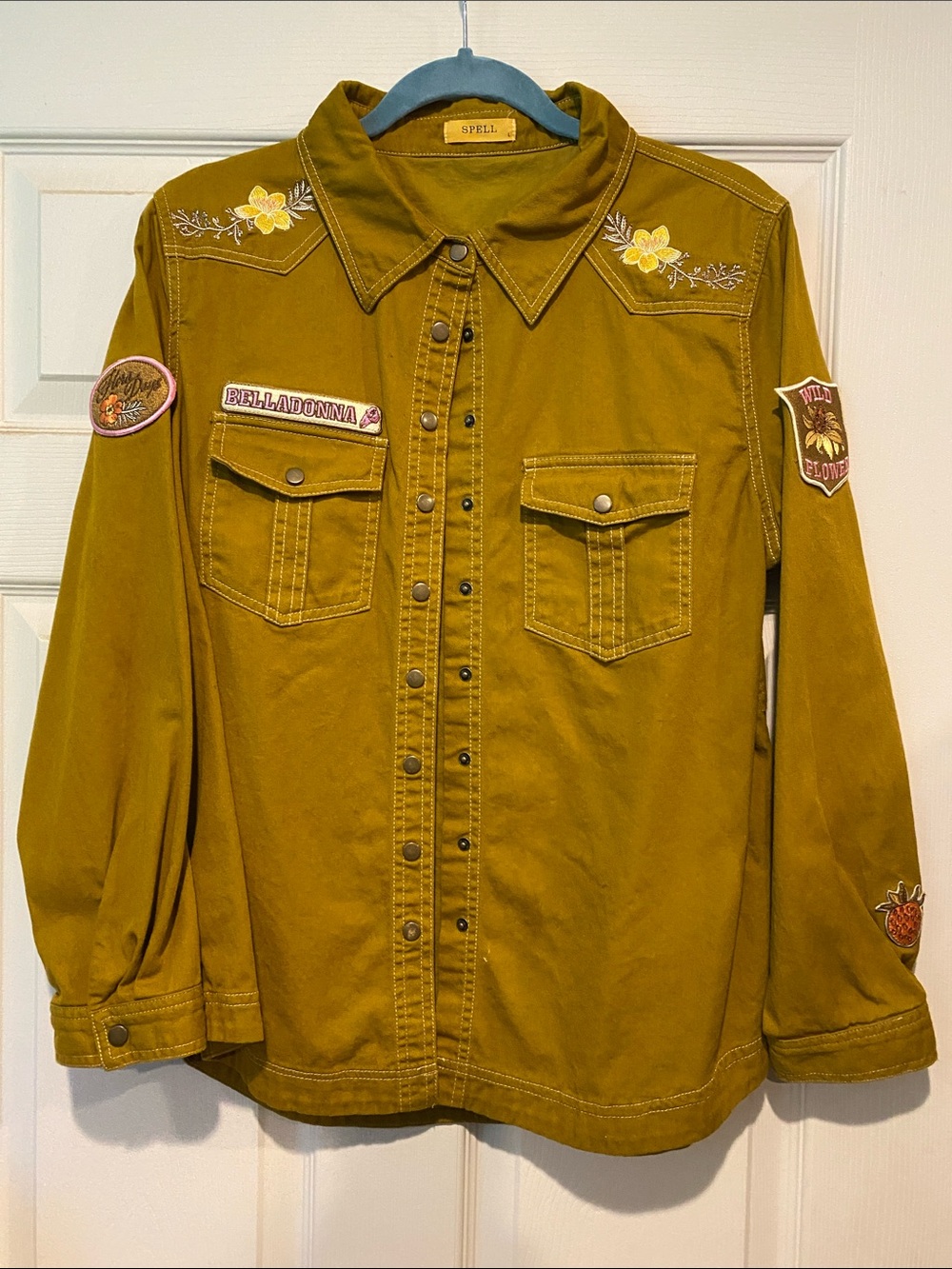Spell Mustard Yellow Embroidered Patchwork Jacket